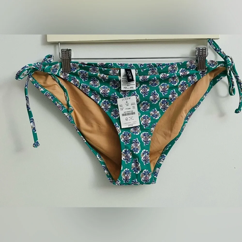 J. Crew Teal Floral Bikini Bottom Size XXL -NWT